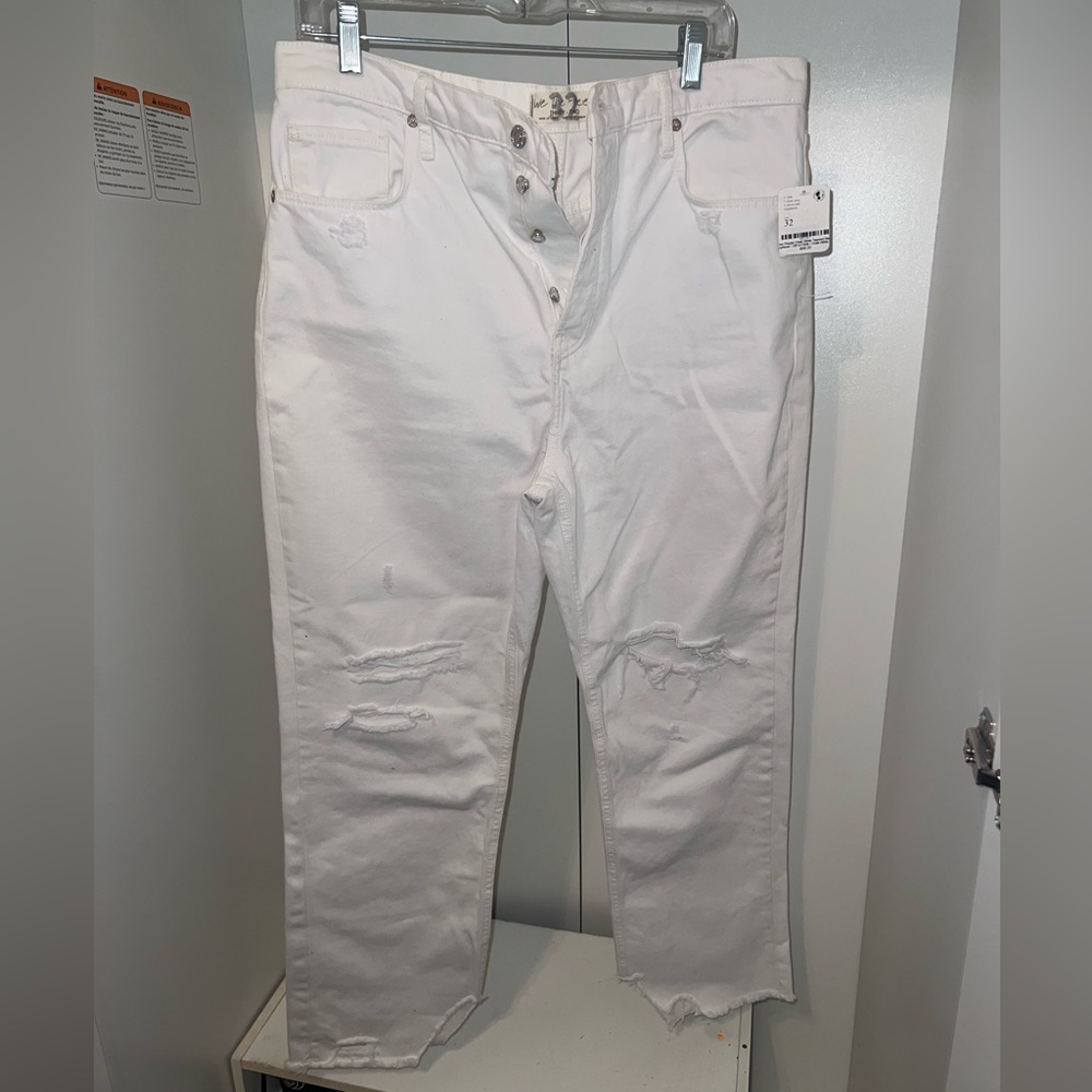Free People White Boyfriend Jeans